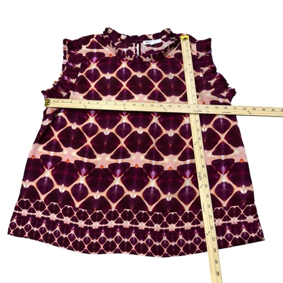 DR2 Women's Blouse Purple and Pink Pattern worn once XL semisheer sleeveless EUC - Picture 2 of 6